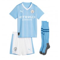 Manchester City Erling Haaland #9 Fußballbekleidung Heimtrikot Kinder 2023-24 Kurzarm (+ kurze hosen)